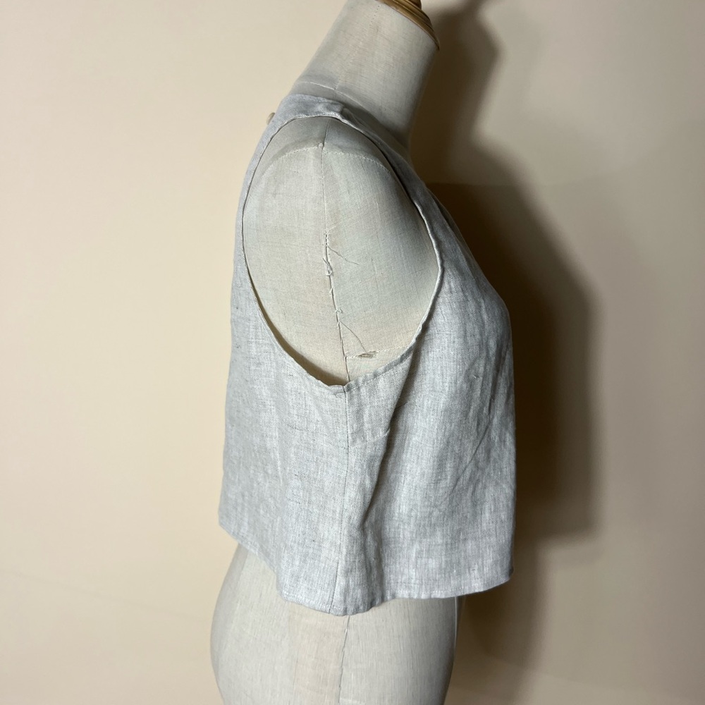 NWT REFORMATION Jacinda Linen Crop Top in Oatmeal Beige Medium - Picture 5 of 9